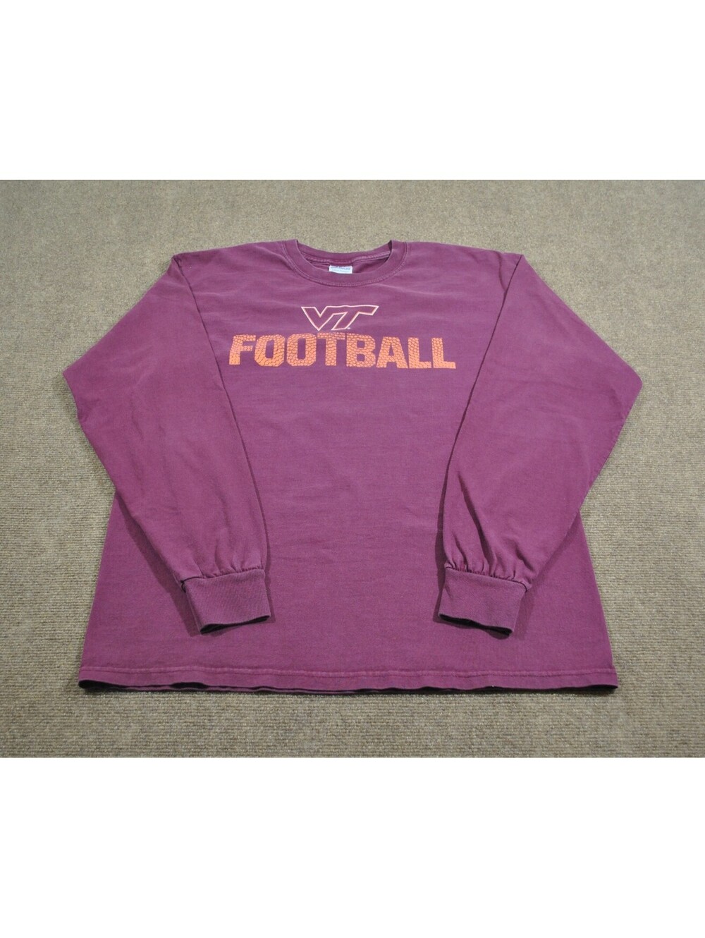 Virginia Tech Hokies NCAA Football Maroon Effect 2010 Long Sleeve Shirt Large
